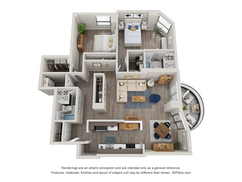 Floor plan for 2 beds, 2 baths, 1190 sqft